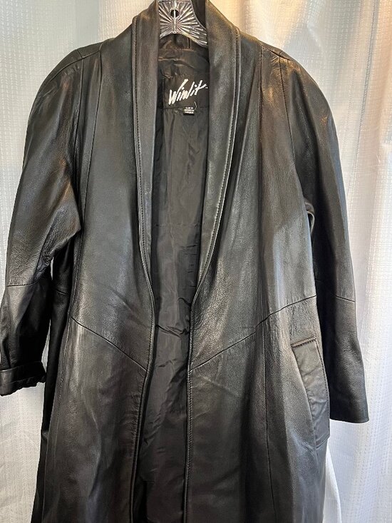 Winlit Jackets & Blazers - Vintage Winlit Black Genuine Leather Longline Coat size XL